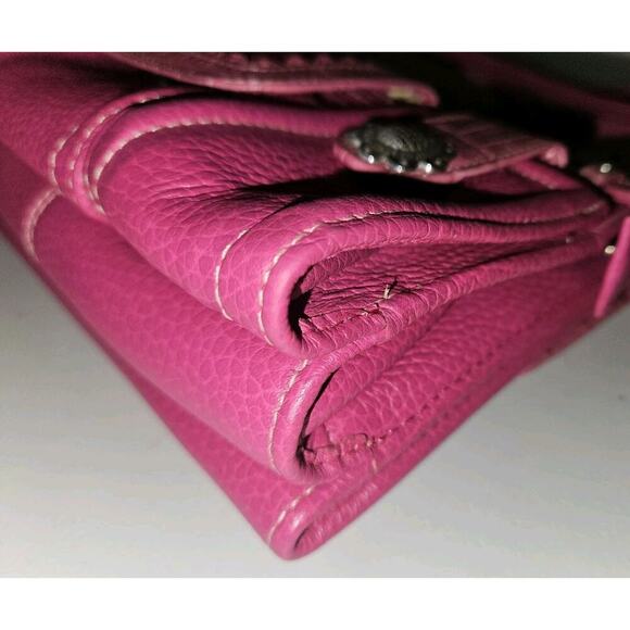 Brighton Pink Leather Croc Embossed Flap Bifold Crossbody Bag Wallet 7.5x6x2.75 - Picture 5 of 11